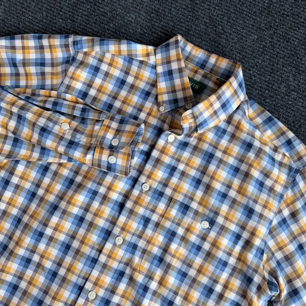 Orvis Wrinkle Free Plaid Button Down Shirt Men's M Long Sleeve 100% Cotton